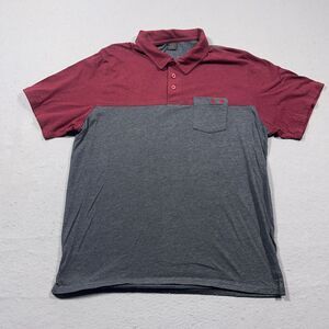 Oakley Polo Shirt Mens Extra Large XL‎ Red Gray Short Sleeve Golf Casual Pocket